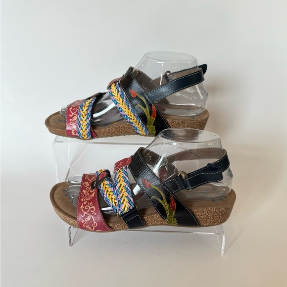 Elite Multi-Color Leather Sandals Size 8 - Picture 11 of 13